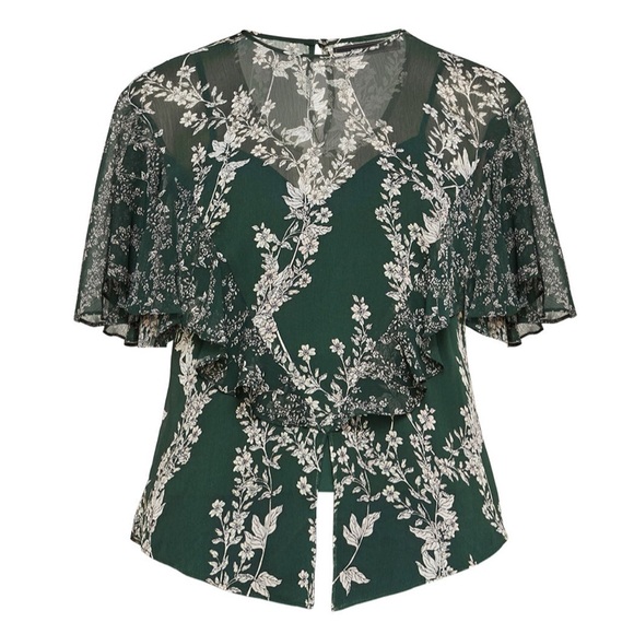 BCBGMaxAzria Tops - BCBGMAXAZRIA Floral Blooms Ruffle Top